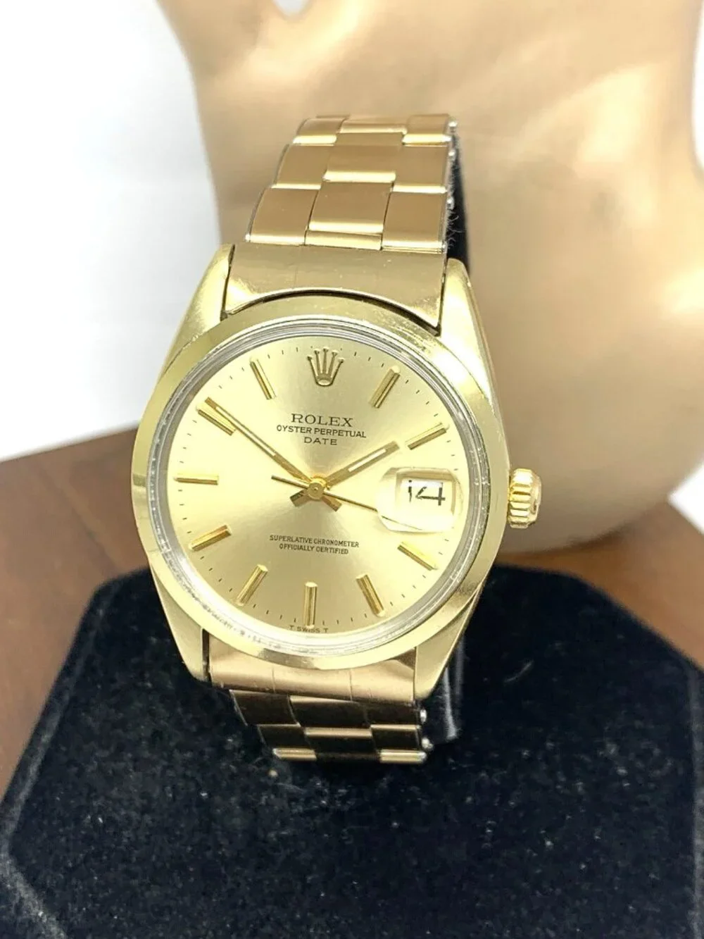 Rolex Oyster Perpetual Date Men's Watch 1550 Gold Filled Swiss Automatic 34mm